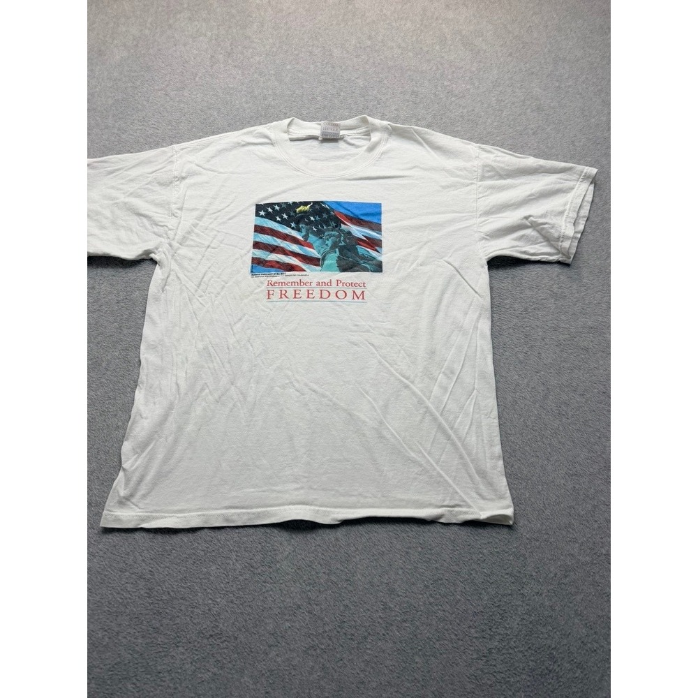 Vintage Gildan National Federation Blind Freedom T-Shirt White XL USA Flag